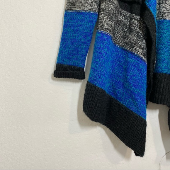 Moda International Women’s S Blue Black Mohair Wool Blend Open Front Cardigan - Picture 2 of 9